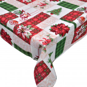 Χριστουγεννιάτικο Δικαοσμητικό Τραπεζομάντηλο Εκρού Σχέδια 180x140cm