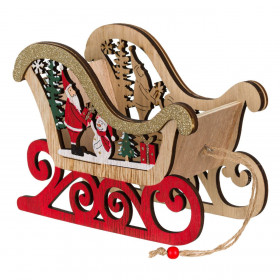 Καλάθι Έλκηθρο Ξύλινο Χριστουγεννιάτικη Παράσταση 20x9x15 cm 