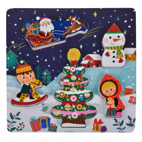 Χριστουγεννιάτικο Παζλ Ξύλινη Καρτέλα 5 Φιγούρες 22x22cm Χριστουγεννιάτικο Παζλ Ξύλινη Καρτέλα 5 Φιγούρες 22x22cm