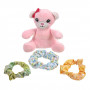 Λούτρινο Αρκουδάκι Ροζ &amp 3 Scrunchies Μαλλιών 15cm