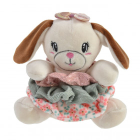 Λούτρινο Σκυλάκι Μπεζ Καφέ Αυτάκια &amp 3 Scrunchies Μαλλιών 15cm