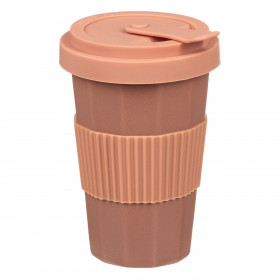 Ποτήρι New Bone Powder Pink 385 ml με Holder &amp Καπάκι Σιλικόνης