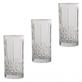 Ποτήρι Νερού Γυάλινο Διάφανο Ανάγλυφα Σχέδια 350 ml - 3 τμχ.