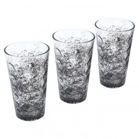 Ποτήρι Νερού Γυάλινο Μαύρες Γραμμές 450 ml  - 3 τμχ. Ποτήρι Νερού Γυάλινο Μαύρες Γραμμές 450 ml  - 3 τμχ.