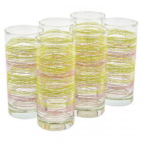 Ποτήρι Νερού Γυάλινο Χρωματιστές Γραμμές 270 ml. - 6 τμχ.