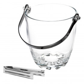 Δοχείο Πάγου Γυάλινο Διάφανο με Μεταλλική Λαβίδα 900 ml