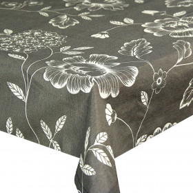 Τραπεζομάντηλο Υφασμάτινο Taupe Λουλούδια 140x180 cm