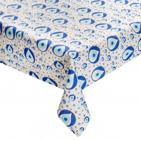 Τραπεζομάντηλο Καλοκαιρινό Εκρού Μπλε Μάτια 180x140 cm Τραπεζομάντηλο Καλοκαιρινό Εκρού Μπλε Μάτια 180x140 cm