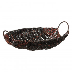 Διακοσμητικό Καλάθι Κουζίνας Οβάλ Καφέ Δίχρωμο με Χερούλια Πλεκτό 36x30x8.5cm