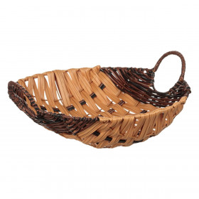Διακοσμητικό Καλάθι Κουζίνας Στρογγυλό Δίχρωμο Μπεζ Καφέ με Χερούλια Πλεκτό 32x8.5cm
