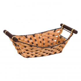 Καλάθι Διακοσμητικό Πλαστικό με Ξύλινα Χερούλια Καφέ 34x22x12 cm