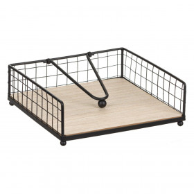 Θήκη για Χαρτοπετσέτες Μεταλλική Μαύρη Ξύλινη Βάση &amp Κλιπ 17x17x5 cm