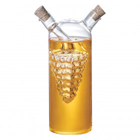 Δοχείο Λαδιού Ξυδιού Γυάλινο Διάφανο 2 σε 1 Σχέδιο Σταφύλι Καπάκι Φελλός 60/360 ml