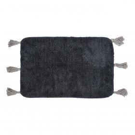 Χαλάκι Μπάνιου Ανθρακί με Γκρι Φούντες 60x40cm