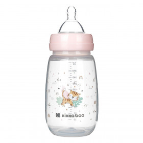 Μπιμπερό Πλαστικό με Θηλή Σιλικόνης Ροζ Γατούλα Kikka Boo 310ml