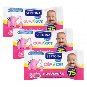 Μωρομάντηλα Calm &amp Care με Πανθενόλη Septona 57 τμχ. - 3 τμχ.