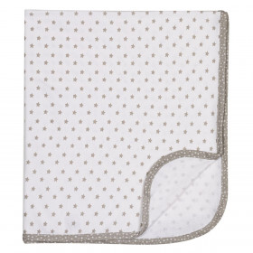 Κουβέρτα Κούνιας Βαμβακερή Εκρού Γκρι Αστέρια 90x80 cm