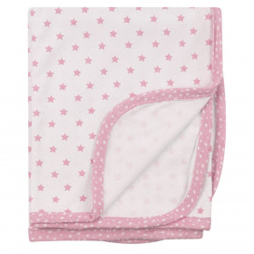 Κουβέρτα Κούνιας Βαμβακερή Εκρού Ροζ Αστέρια 90x80 cm
