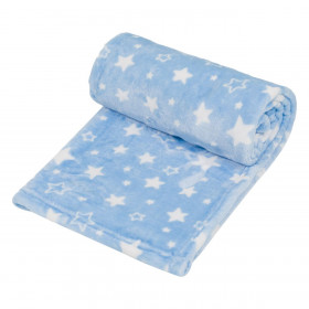 Κουβέρτα Βρεφική Βελουτέ Πορτ Μπεμπέ Σιέλ Λευκά Αστέρια 100x75 cm