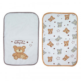 Βρεφικά Σελτεδάκια Λευκά Μπεζ Αρκουδάκια 38x57 cm - 2 τμχ.