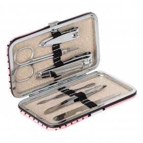 Κασετίνα Μανικιούρ - Πεντικιούρ Ροζ Θήκη - 6 τμχ.