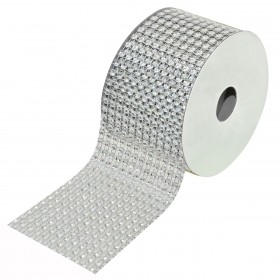 Xριστουγεννιάτικη Διακοσμητική Κορδέλα Δέντρου Aσημί Στρας - 4 m x 60 mm