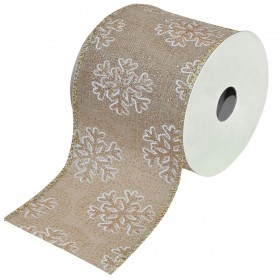 Xριστουγεννιάτικη Διακοσμητική Κορδέλα Δέντρου Μπεζ Χιονονιφάδα - 5 m x 63 mm