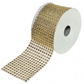 Xριστουγεννιάτικη Διακοσμητική Κορδέλα Δέντρου Σαμπανί Στρας - 4 m x 60 mm