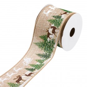 Χριστουγεννιάτικη Διακοσμητική Κορδέλα Δέντρου Μπεζ Παράσταση 5 m x 63 mm
