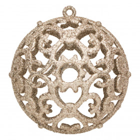 Σετ Χριστουγεννιάτικες Μπάλες Διάτρητες Σαμπανί Glitter 8 cm - 6 τμχ.
