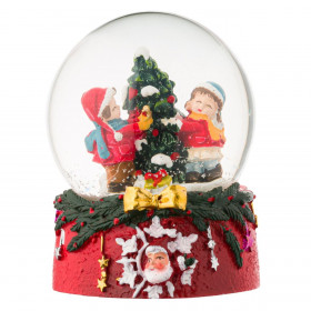 Χριστουγεννιάτικη Διακοσμητική Χιονόμπαλα Παιδιά Έλατο 9cm