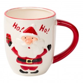 Χριστουγεννιάτικη Κούπα Κεραμική Λευκή Άγιος Βασίλης Ho Ho 560ml