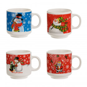 Σετ Χριστουγεννιάτικα Φλιτζάνια Κεραμικά Φιγούρες 160ml - 4 τμχ.