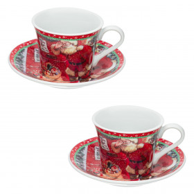 Σετ Χριστουγεννιάτικα Φλιτζάνια Πορσελάνη Άγιος Βασίλης &amp Πιατάκια 90ml -  2 τμχ.