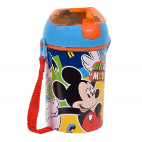 Παγούρι Παιδικό Pop Up Πλαστικό Μπλε Πορτοκαλί Mickey 500ml