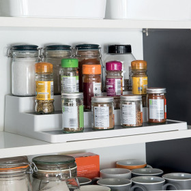 Ράφι Μπαχαρικών 3 Επιπέδων Πλαστικό Λευκό Γκρι 36.5x24x8.5 cm