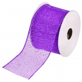 Xριστουγεννιάτικη Διακοσμητική Κορδέλα Δέντρου Mωβ Δίχτυ - 5 m x 63 mm