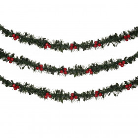 Χριστουγεννιάτικη Τρέσα Πράσινη Κόκκινα Berries 3mx5cm