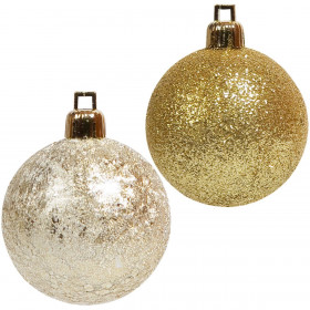 Σετ Χριστουγεννιάτικες Μπάλες Χρυσές Glitter Σαμπανί Κρακελέ 5 cm - 12 τμχ. Σετ Χριστουγεννιάτικες Μπάλες Χρυσές Glitter Σαμπανί Κρακελέ 5 cm - 12 τμχ.