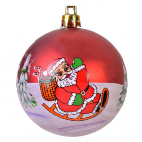 Σετ Χριστουγεννιάτικες Μπάλες Κόκκινες Άγιος Βασίλης 7 cm - 4 τμχ.