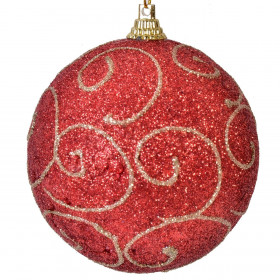 Σετ Χριστουγεννιάτικες Μπάλες Κόκκινες Χρυσά Glitter Σχέδια 8 cm - 6 τμχ.