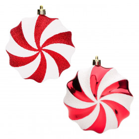 Σετ Χριστουγεννιάτικα Στολίδια Μπάλες Candy Κόκκινες Λευκές 10 cm - 4 τμχ.
