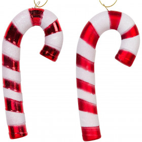 Σετ Χριστουγεννιάτικα Στολίδια Μπαστούνια Κόκκινα Λευκα 14cm - 4 τμχ.