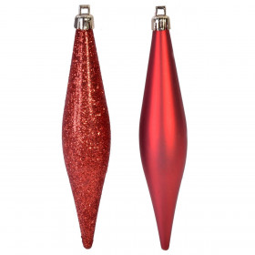 Σετ Χριστουγεννιάτικα Στολίδια Σταλακτίτες Κόκκινοι Ματ Glitter 16cm - 6 τμχ.