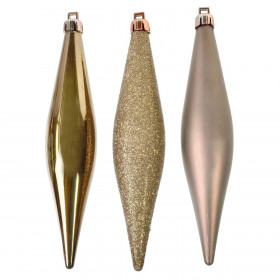 Σετ Χριστουγεννιάτικα Στολίδια Σταλακτίτες Σαμπανί Ματ Γυαλιστεροί Glitter 16 cm - 6 τμχ.