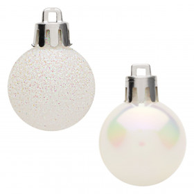 Σετ Χριστουγεννιάτικες Μπάλες Λευκές Γυαλιστερές Ιριδίζον Glitter 3 cm - 20 τμχ.