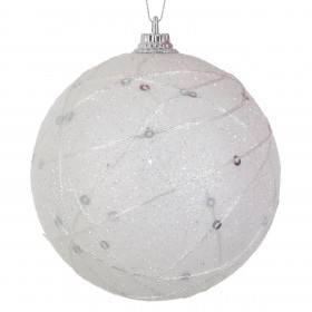 Σετ Χριστουγεννιάτικες Μπάλες Λευκές Λευκή Κλωστή 6 cm - 6 τμχ.