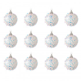Σετ Χριστουγεννιάτικες Μπάλες Λευκές Ολογραφικό Tinsel 5 cm - 12 τμχ.