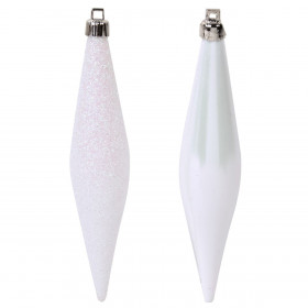 Σετ Χριστουγεννιάτικα Στολίδια Σταλακτίτες Λευκοί Γυαλιστεροί Ματ Glitter14 cm - 6 τμχ.