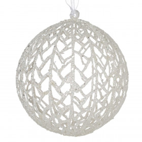 Χριστουγεννιάτικο Στολίδι Δέντρου Μπάλα Λευκή Διάτρητη Ιριδίζουσα 15 cm